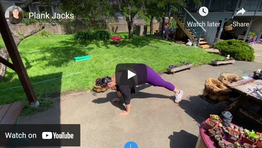 Nanaimo Personal trainer plankjacks video image in backyard